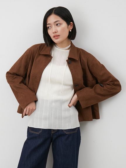 ボートネックタイ付ランダムリブシアーニット(ニット)｜トップス｜Mila