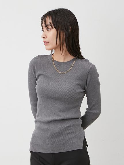 シアーラメクルーネックニットプルオーバー(ニット)｜トップス｜Mila