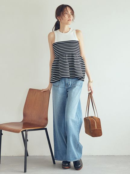 MilaOwen ペプラムベアニットアメスリタンクSET セットアイテム】ペプラムベアニットアメスリタンクSET