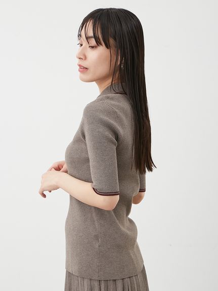 セットアップ対応】ポロ衿リブニットプルオーバー(ニット)｜トップス