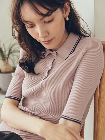 WEB限定カラー】【セットアップ対応】ポロ衿リブニットプル
