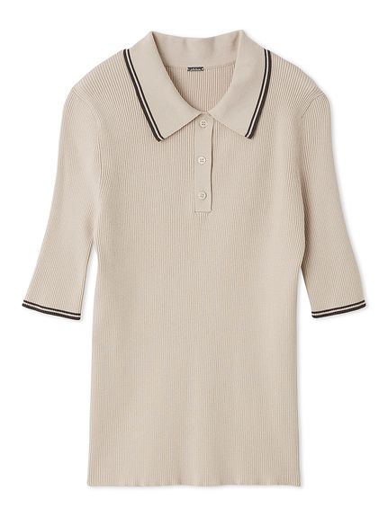 セットアップ対応】ポロ衿リブニットプルオーバー(ニット