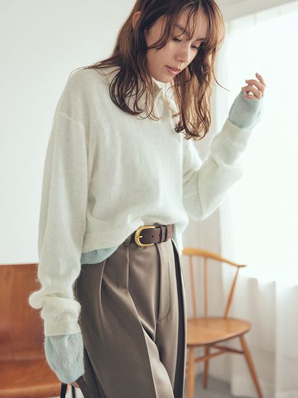 モヘア混シアーポロニットプルオーバー(ニット)｜トップス｜Mila Owen