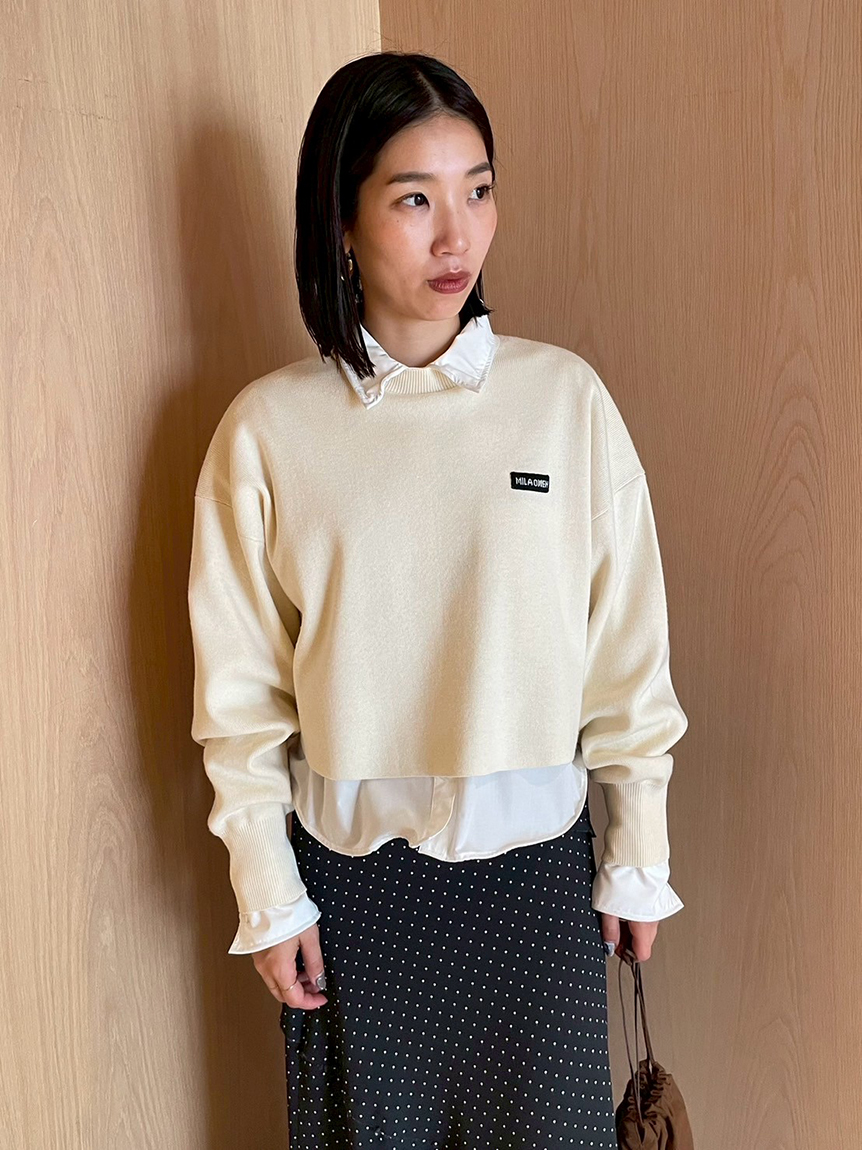 クロップドクルーネックニット(ニット)｜トップス｜Mila Owen（ミラ