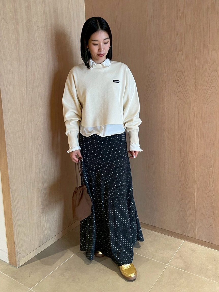 ★Mila Owen・ミラ オーウェン★麻 ストレッチ フロントファスナー ベアトップワンピース 1★黒★[NEW]★19gx44 Mila Owen ロングスカート フレア ニット素材 ストレッチ 裏地付き