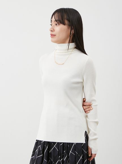 タートルネックリブニットプルオーバー(ニット)｜トップス｜Mila Owen