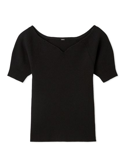 Drawer パフスリーブニット 黒 Drawer（ドゥロワー）の「DRAWER 14Gクルーネックパフスリーブニット