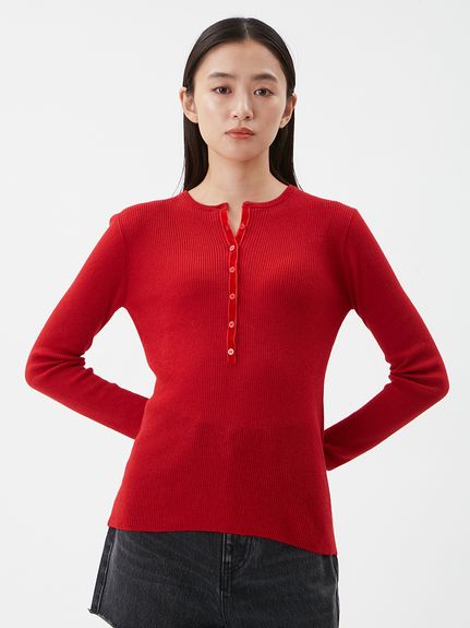 ベロアヘンリーネックリブニット(ニット)｜トップス｜Mila Owen（ミラ