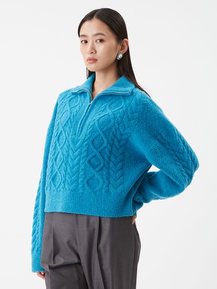 アランブークレーハーフジップニットプルオーバー(ニット)｜トップス