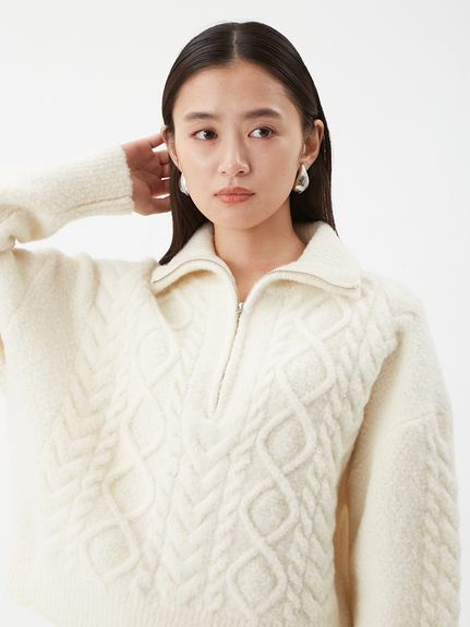 アランブークレーハーフジップニットプルオーバー(ニット)｜トップス