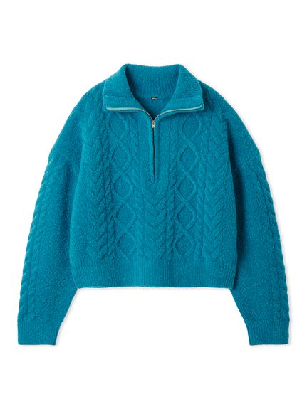 アランブークレーハーフジップニットプルオーバー(ニット)｜トップス