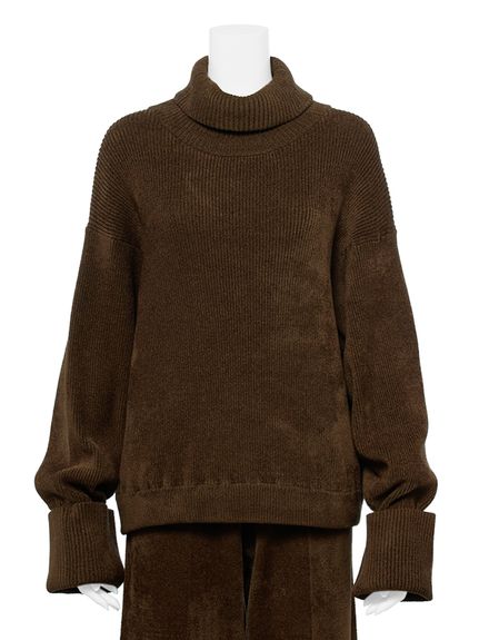 セットアップ対応】モールヤーンタートルニットプルオーバー(ニット