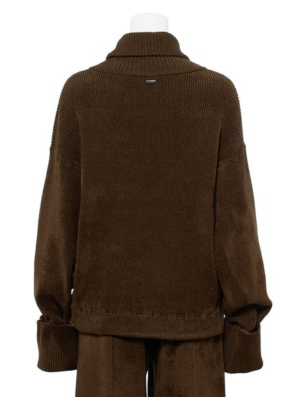 セットアップ対応】モールヤーンタートルニットプルオーバー(ニット