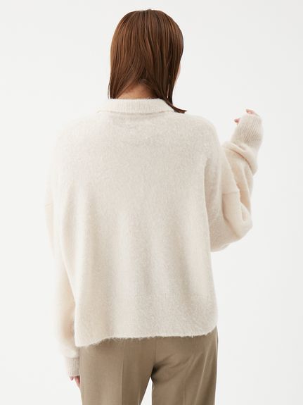 ビジュー釦クロップドポロニットプルオーバー(ニット)｜トップス｜Mila