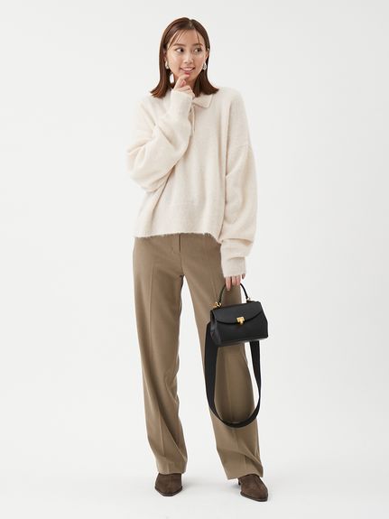 ビジュー釦クロップドポロニットプルオーバー(ニット)｜トップス｜Mila