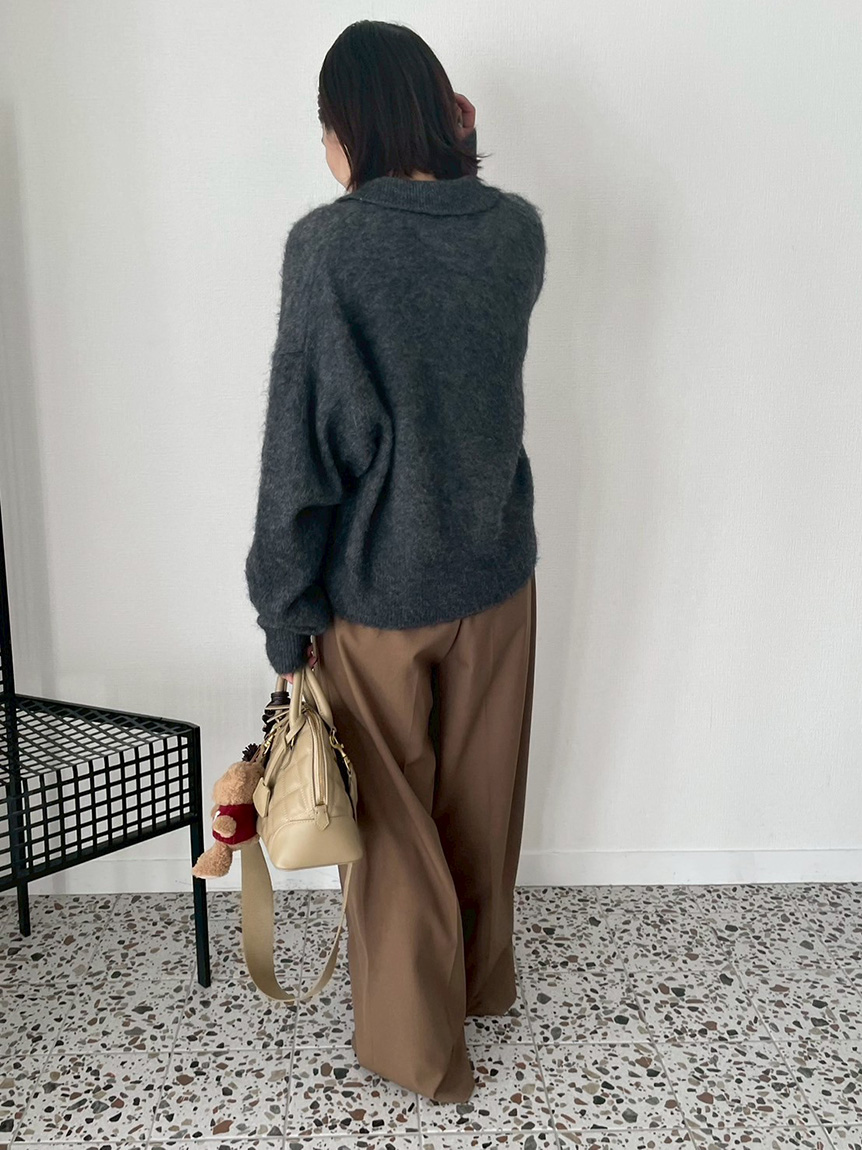 ビジュー釦クロップドポロニットプルオーバー(ニット)｜トップス｜Mila