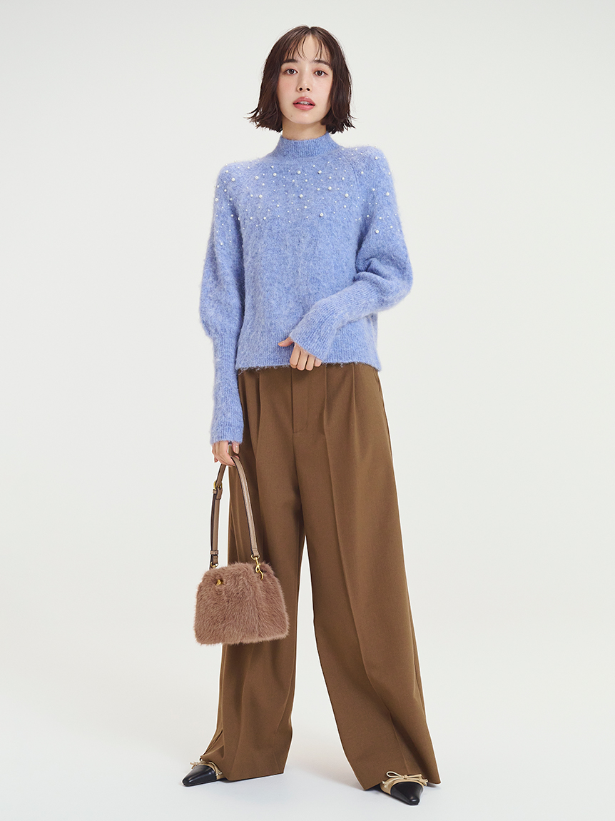 フォルムスリーブパールデザインニット(ニット)｜トップス｜Mila Owen