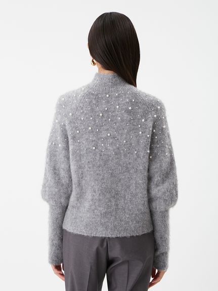 Mila Owen フォルムスリーブパールデザインニット　ホワイト フォルムスリーブパールデザインニット(ニット)｜トップス｜Mila Owen