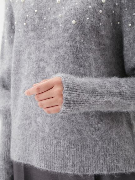 フォルムスリーブパールデザインニット(ニット)｜トップス｜Mila Owen