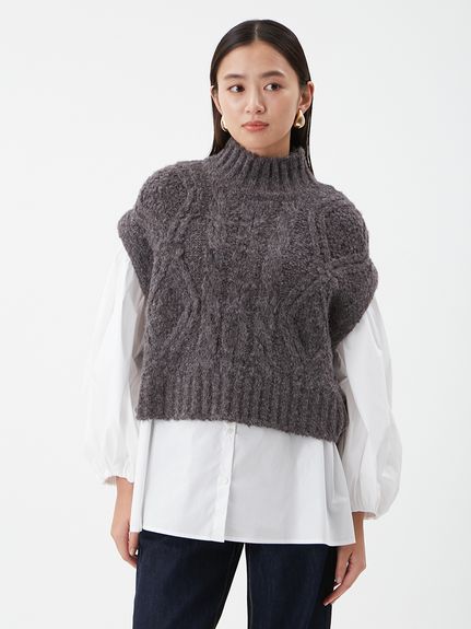 ミラオーウェン　【セットアイテム】ケーブルベストシャツレイヤードSET セットアイテム】ケーブルベストシャツレイヤードSET(セットアップ