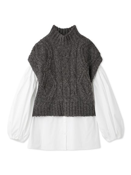 セットアイテム】ケーブルベストシャツレイヤードSET(セットアップ