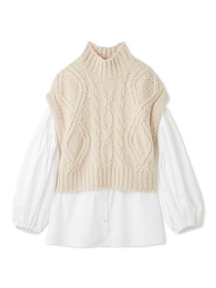 セットアイテム】ケーブルベストシャツレイヤードSET(セットアップ