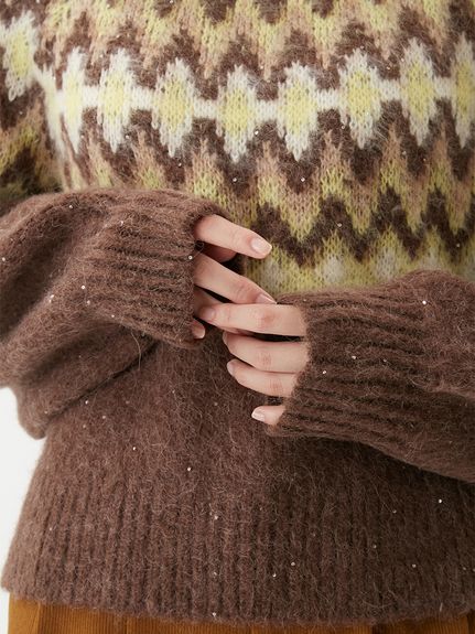 アルパカシャギーノルディックラメニット(ニット)｜トップス｜Mila