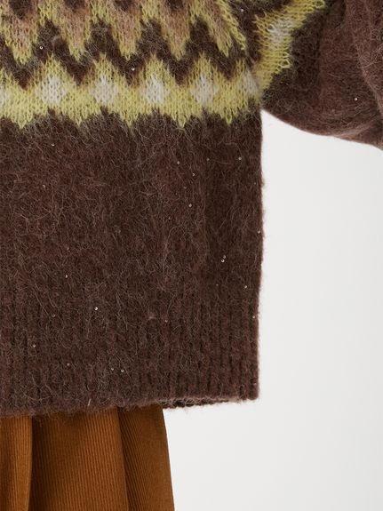 Mila Owen ミラオーウェン　アルパカシャギーノルディックラメニット Mila Owen - アルパカシャギーノルディックラメニット ( GRY) アクリル