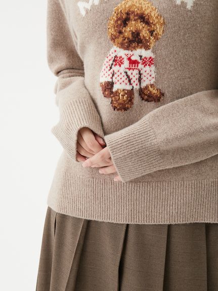 トイプードルクルーネックジャガードニット(ニット)｜トップス｜Mila