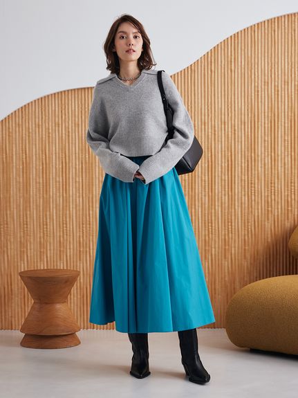 ウールカシミヤ衿付きVネックニット(ニット)｜トップス｜Mila Owen