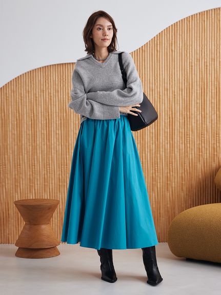 ウールカシミヤ衿付きVネックニット(ニット)｜トップス｜Mila Owen