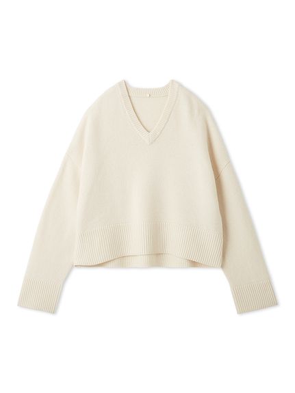 ウールカシミヤ衿付きVネックニット(ニット)｜トップス｜Mila Owen