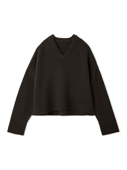 ウールカシミヤ衿付きVネックニット(ニット)｜トップス｜Mila Owen