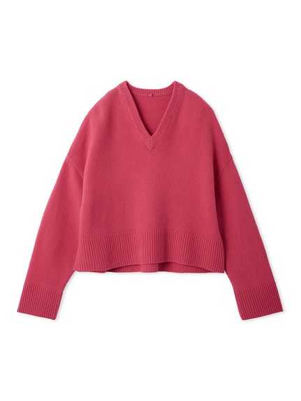 23AW 完売品✨マイラン ウールカシミヤ ニット フレアトップ Pearl AZUL BY MOUSSY | ランダムリブハイネックニットトップス