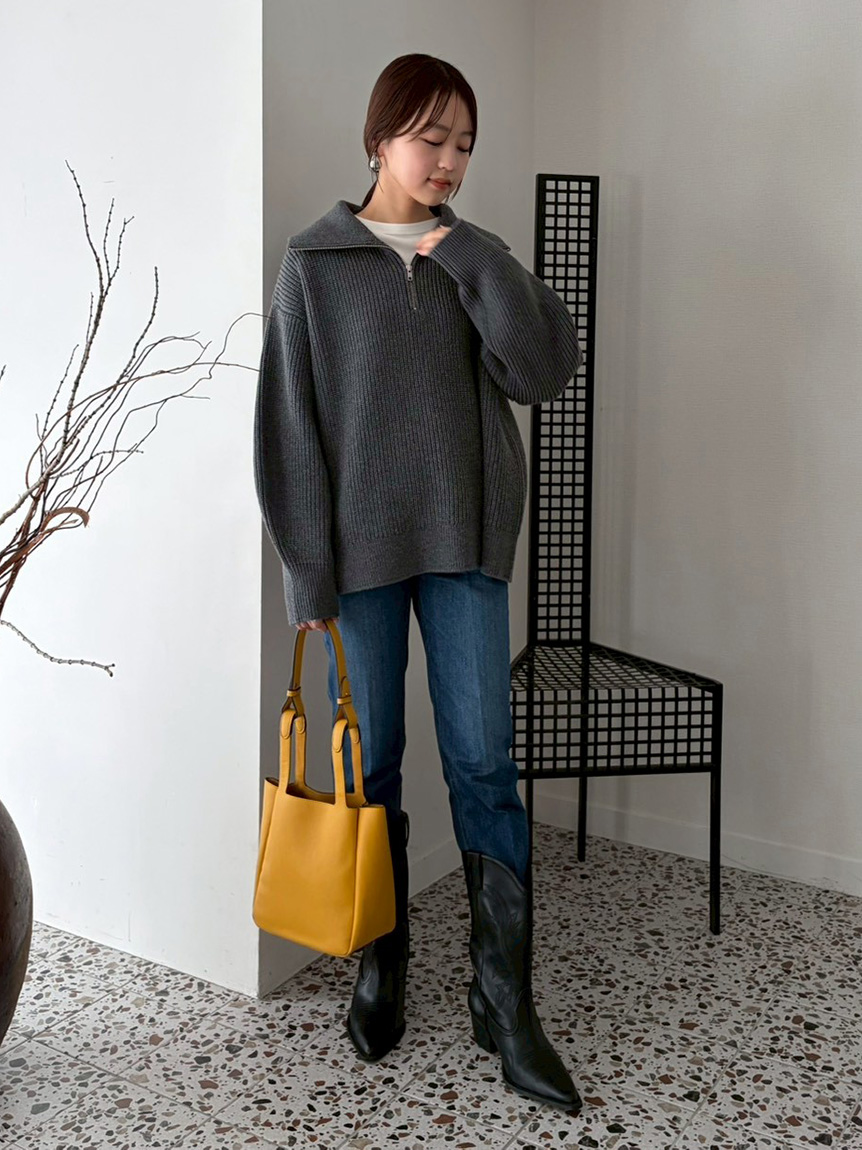 WEB限定】【ウォッシャブル】衿付スキッパーニットプルオーバー(ニット