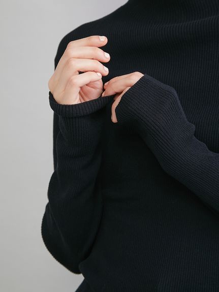 ハイネックハイゲージシアーリブニット(ニット)｜トップス｜Mila Owen