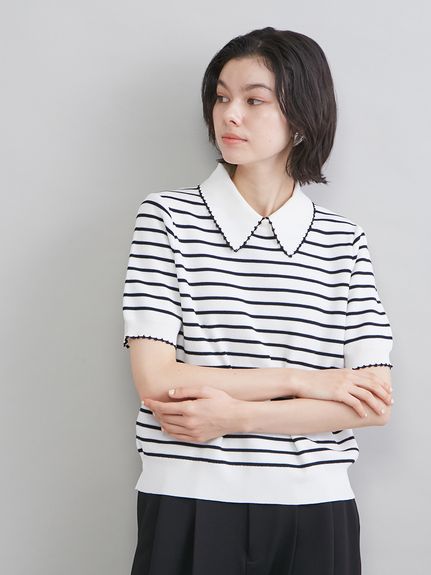 WEB限定カラー】2WAY衿取り外しポロニットプルオーバー(ニット
