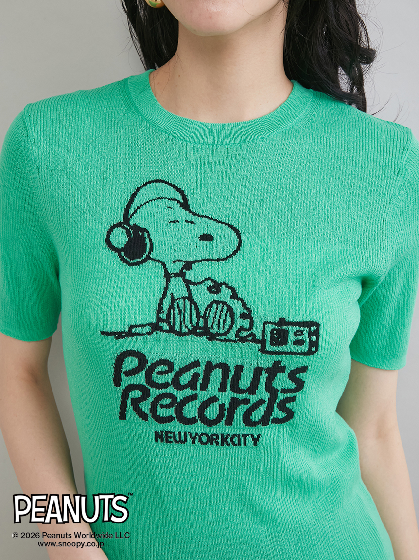 PEANUTS RECORDS】スヌーピージャガードリブニット(ニット)｜トップス