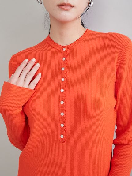 刺繍スカラヘンリーネックニット(ニット)｜トップス｜Mila Owen（ミラ