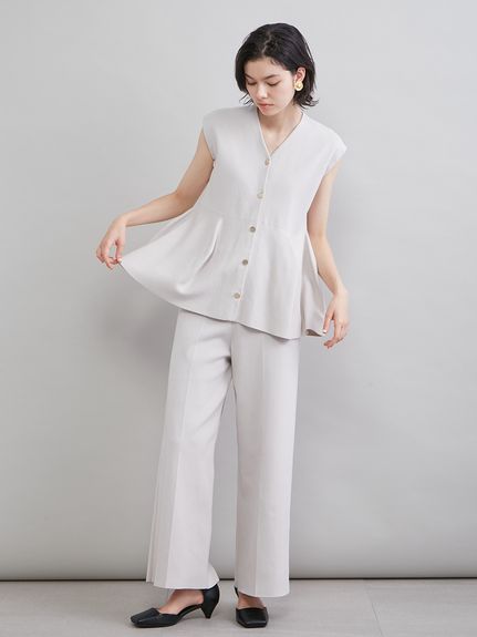 新品M-PREMIER COUTURE Vネック半袖ペプラムニット 先週の人気アイテム＜Vネック半袖ペプラムニット＞のコーディネートを