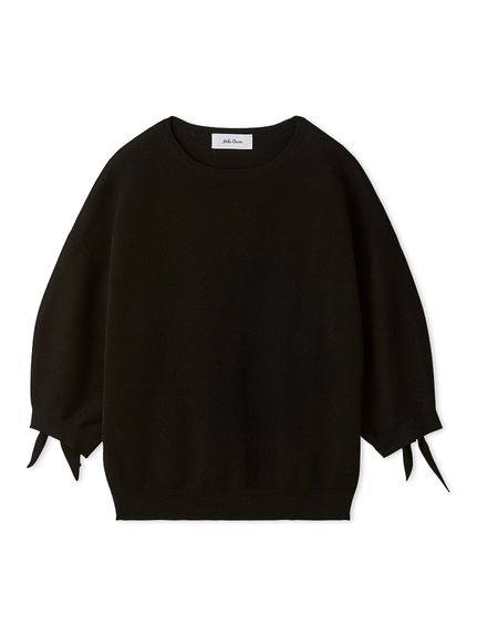 ミラオーウェン♡袖口リボンニット ウォッシャブル】ドライタッチ袖リボンニットプルオーバー（ニット