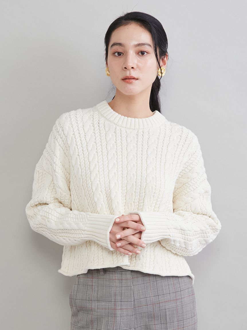 ショートヘムケーブルニット(ニット)｜トップス｜Mila Owen（ミラ