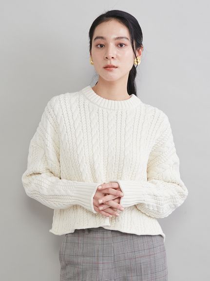 ショートヘムケーブルニット(ニット)｜トップス｜Mila Owen（ミラ
