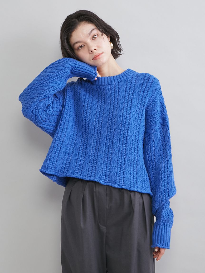 ショートヘムケーブルニット(ニット)｜トップス｜Mila Owen（ミラ
