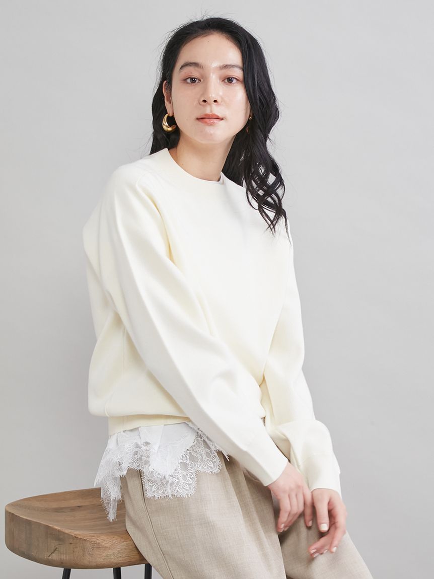 レースヘムレイヤードニット(ニット)｜トップス｜Mila Owen（ミラ