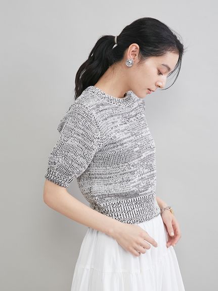 ミラオーウェン♡ミラノリブコクーンニット ミックスヤーンハーフスリーブニット(ニット)｜トップス｜Mila Owen