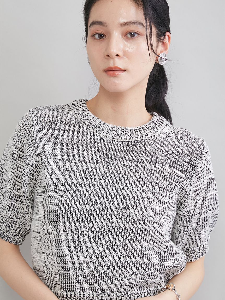 ミックスヤーンハーフスリーブニット(ニット)｜トップス｜Mila Owen