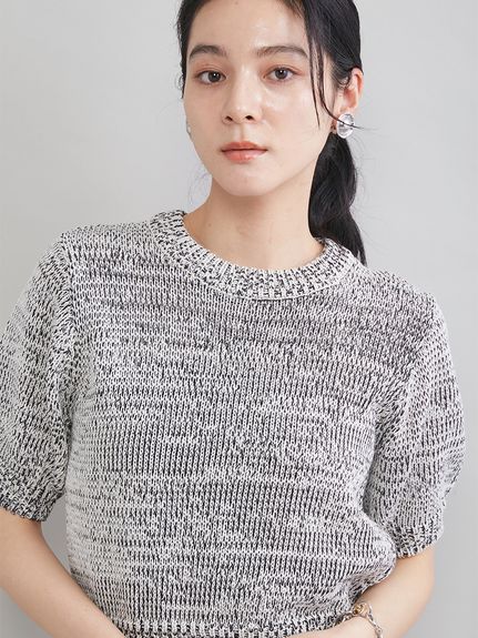ミックスヤーンハーフスリーブニット(ニット)｜トップス｜Mila Owen
