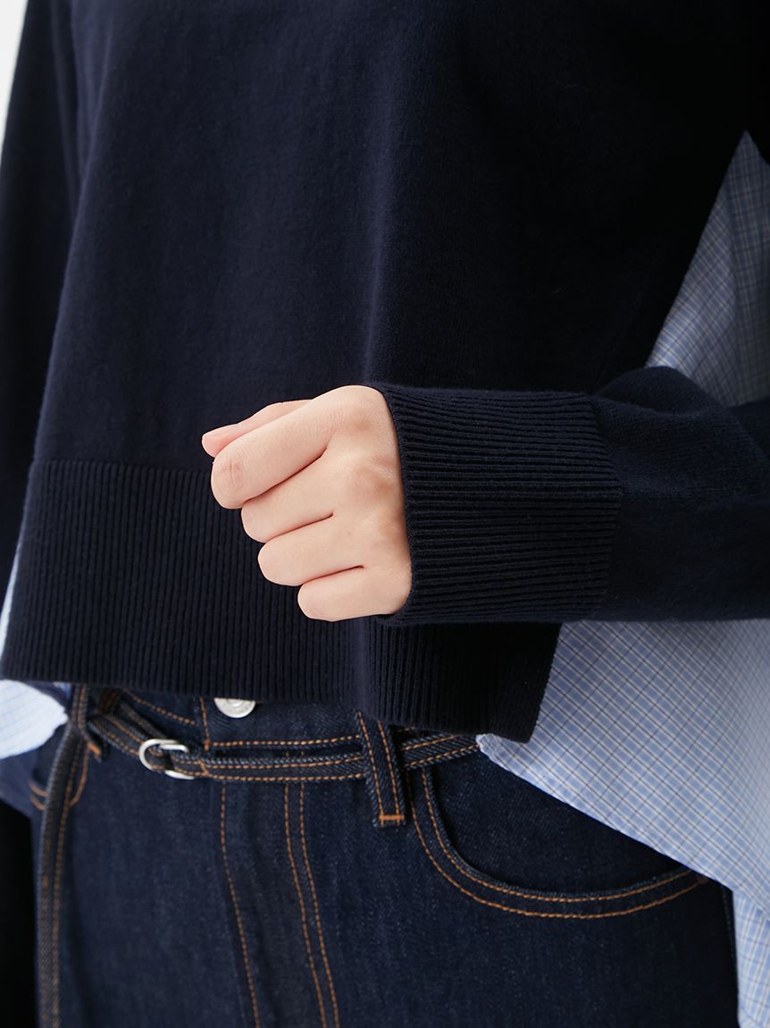 カシミヤコットンストライプドッキングニット(ニット)｜トップス｜Mila