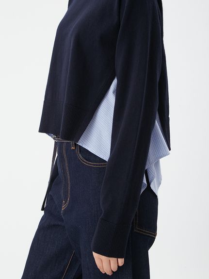 カシミヤコットンストライプドッキングニット(ニット)｜トップス｜Mila